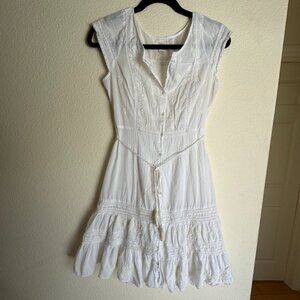 Gorgeous Free People Cotton White 2009 Button up Delicate Dress